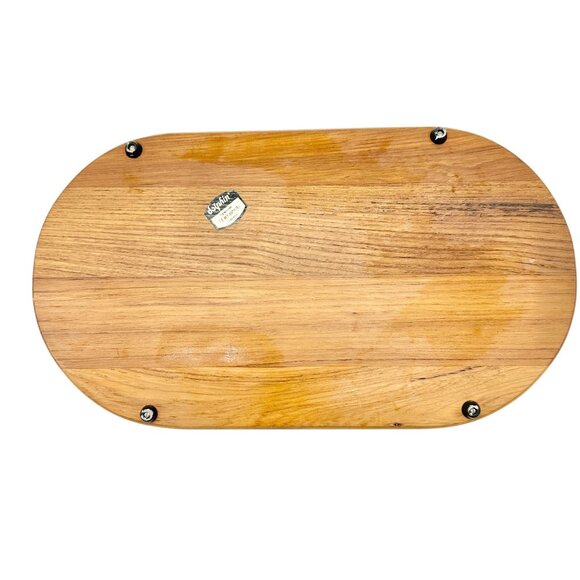 Vintage Dolphin Teakwood Serving Tray Ceramic Plate Insert 17.5" X 10" Thailand - Picture 4 of 7